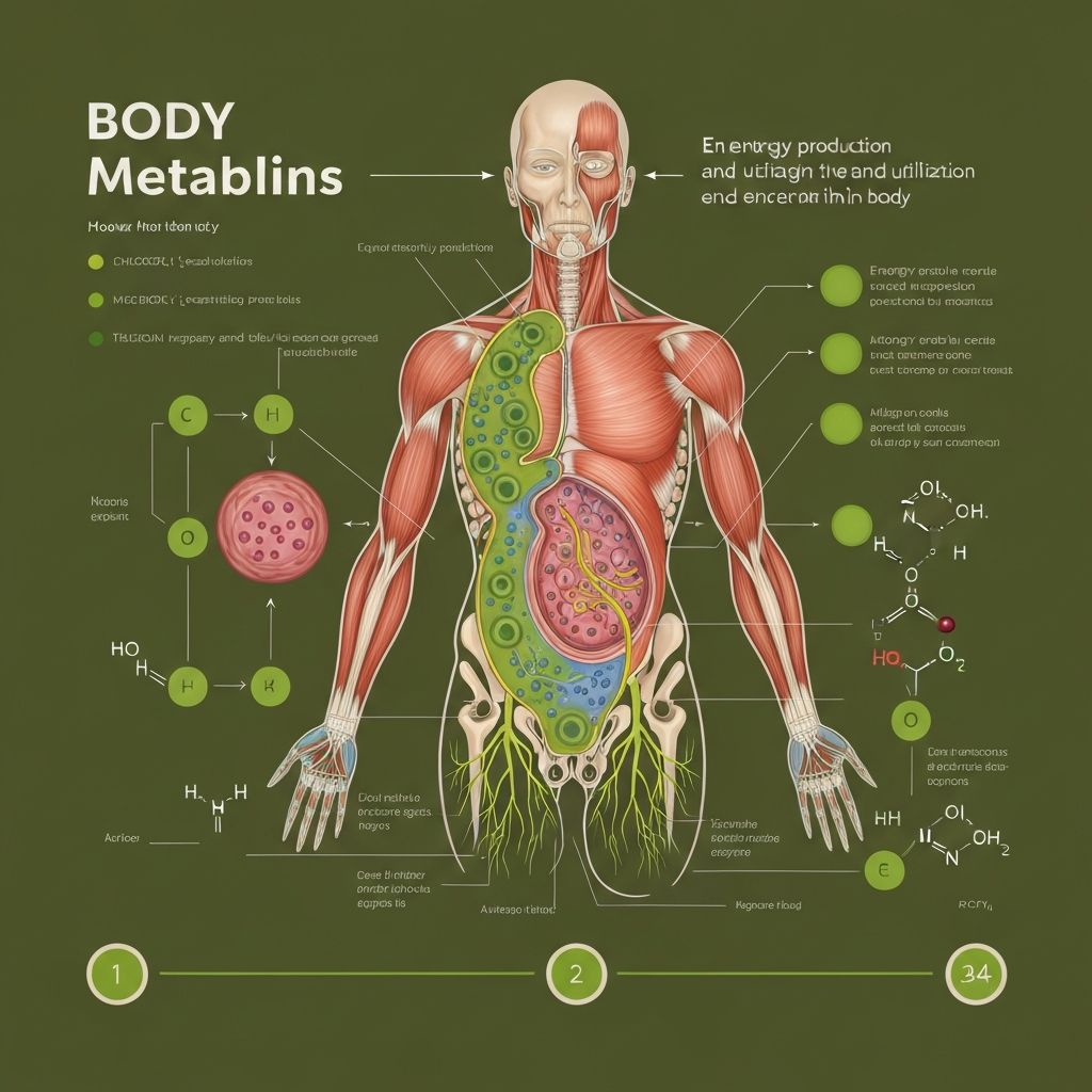 Scientific illustration of body metabolism